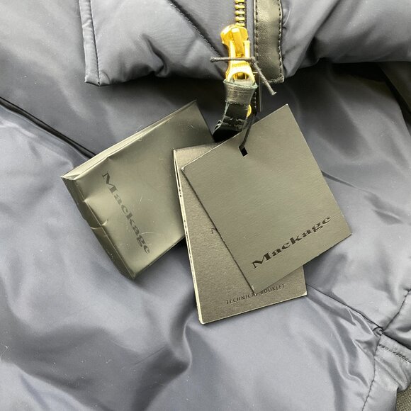 Mackage Navy Blue Trish Down Coat with Fur Detail - Picture 5 of 5